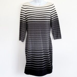 LAUREN RALPH LAUREN Dress Long Sleeve Striped Sweater Dress Medium